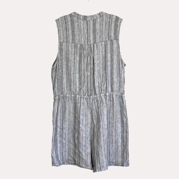 Kelly Renée Sleeveless Striped Romper Jumpsuit Drawstring Waist Pockets Size L - Picture 2 of 14